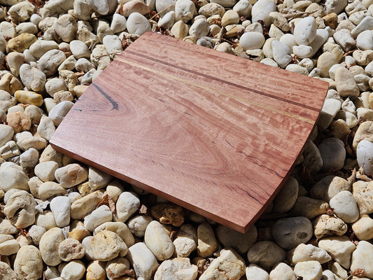 Red gum cutting board with Oak and Jarrah Strips